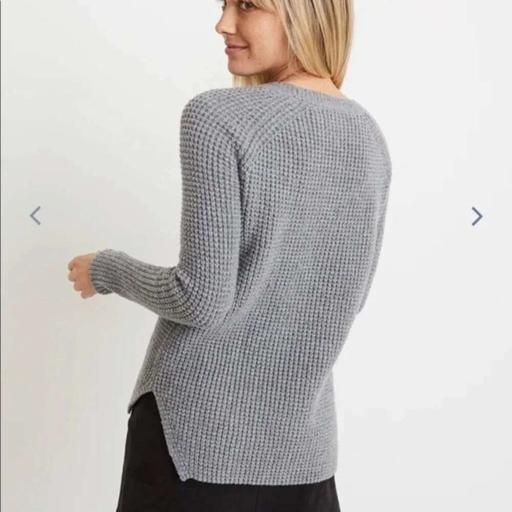 Marine Layer Womens Delaney Pullover Sweater Wool Blend Mid Heather Grey Small